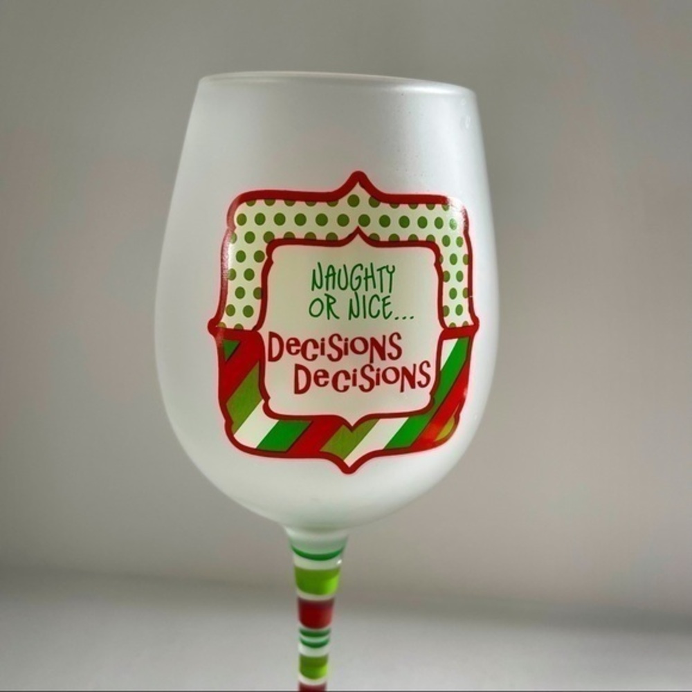 Naughty or Nice Wind Glass Christmas Wine Glass